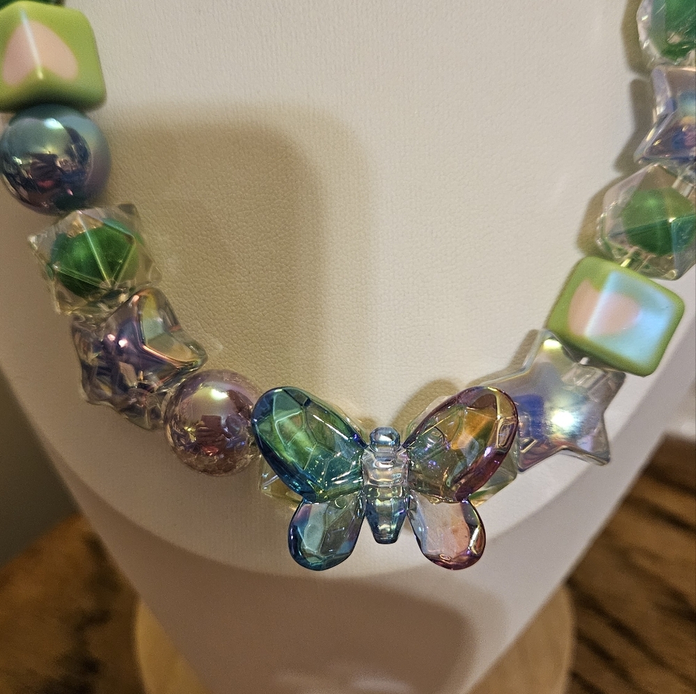 Handmade Colorful Beaded Necklace with Butterfly Pendant - Picture 8 of 12